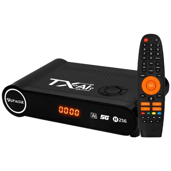 Receptor Alphasat TX AI 4K com controle remoto